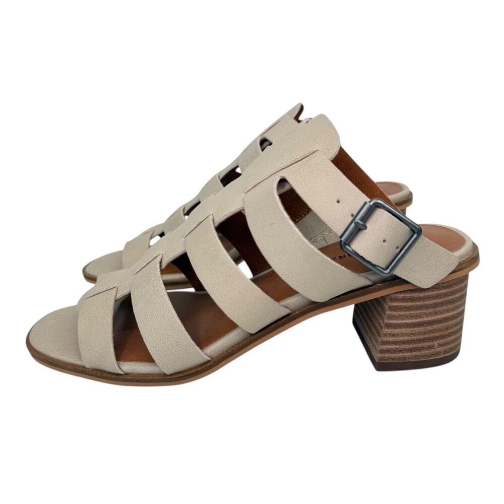 Lucky Brand Beige Lindzay Heeled Gladiator Sandals‎ Women's Sz 7.5M Faux Leather